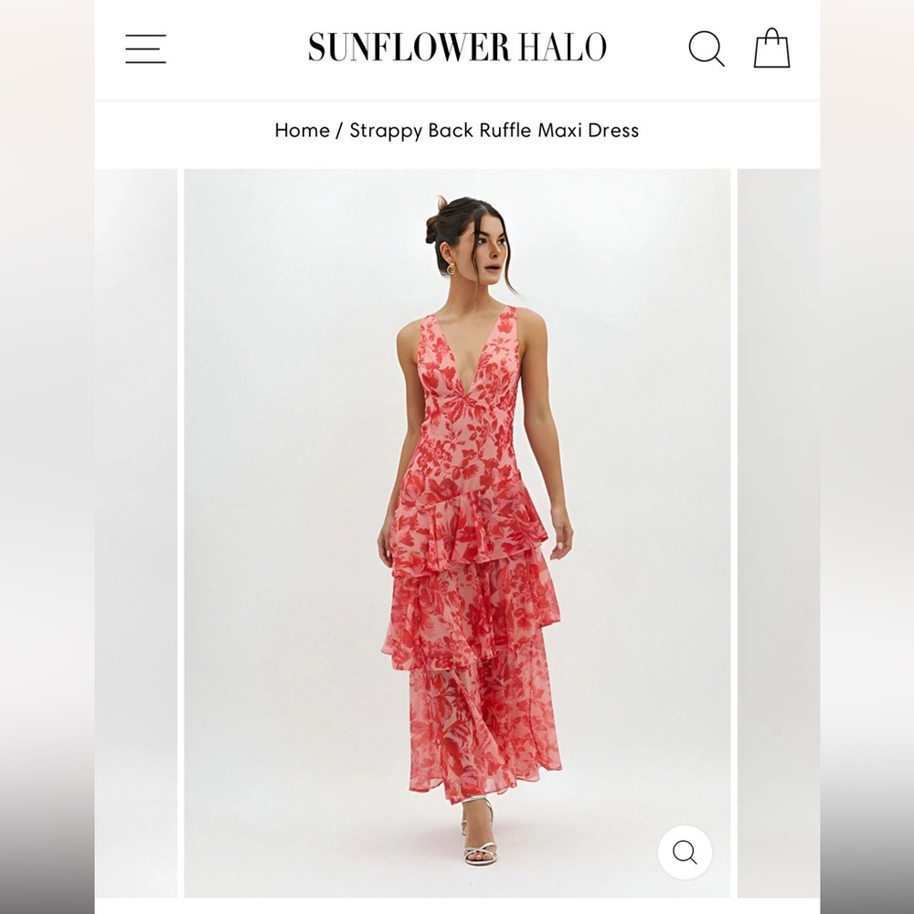 Sunflower Halo red & pink floral dress, never worn.